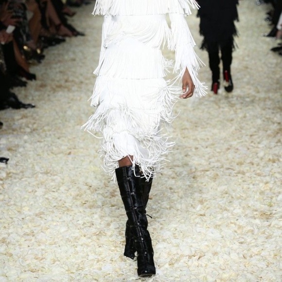 Tom Ford Leather Patchwork Calf Hair Knee-High Boots Fall/ Winter 2015 size 37 - Picture 16 of 16